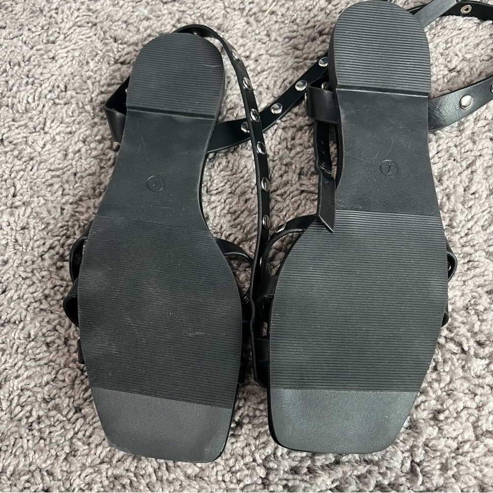 Black Strappy Sandals with Silver Studs 7 - Picture 3 of 3
